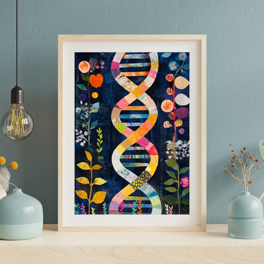 DNA Double Helix by Avery Crane - Unframed Art Print - Biology Chemistry Genetics Abstract Art